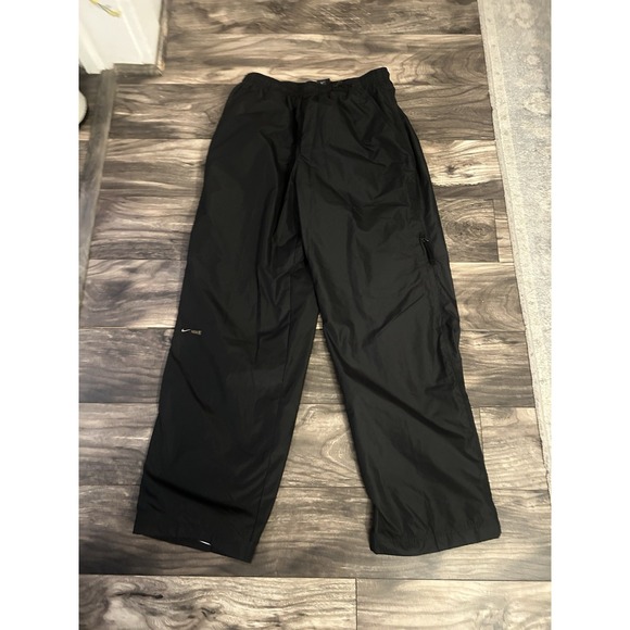 Vintage Nike Pants Mens M Black Wide Leg Baggy Windbreaker Lined Track Pant 580 - Picture 1 of 6